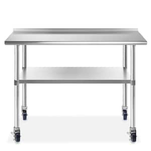 72 x 30 in. Stainless Steel Kitchen Utility Table with Backsplash and Bottom-Shelf and Casters