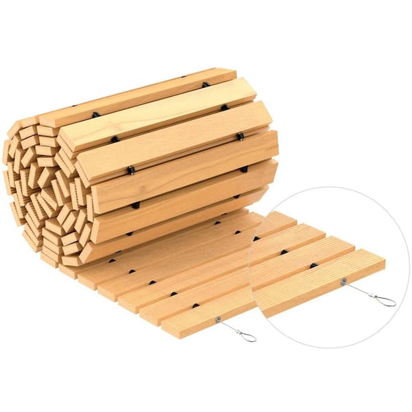 8 ft. Cedar Wooden Garden Pathway Roll Out Non-Slip Weather-Resistant Walkway Flexible Outdoor Board for Garden Backyard