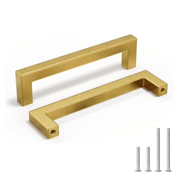 5 in. Gold Cabinet Pulls, 30-Pack Brushed Brass Cabinet Pulls, Gold Kitchen Handles, Square Cabinet Hardware