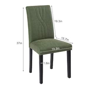 Upholstered Dining Chairs Set of 2 Green Modern PU Leather and Solid Wood Legs and High Back Dining Room Chairs