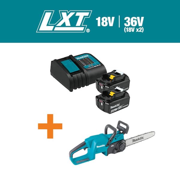 18V LXT Lithium-Ion Battery and Charger Starter Pack (4.0Ah) with bonus 18V LXT Lithium-Ion Brushless 14 in. Chain Saw