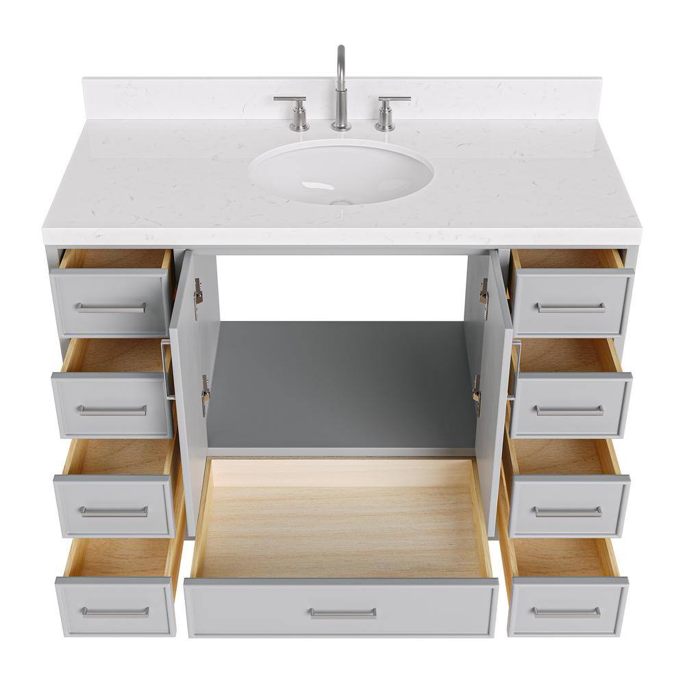 Stafford 48.25'' Gray Single Bathroom Vanity with Marble Top