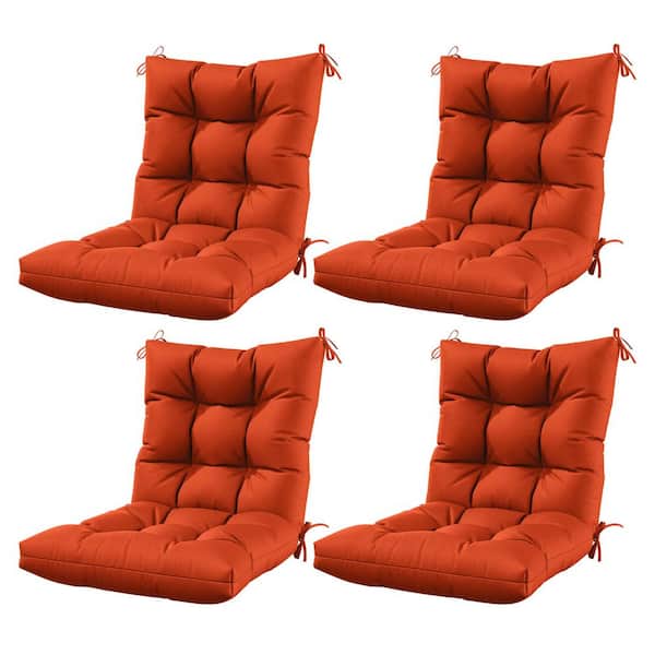 44.5 in. x 22.5 in. x 5 in. Outdoor Chair Cushion Tufted Seat and Back Patio Furniture Cushion Set Orange (4-Pack)