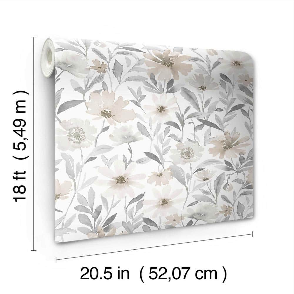 Neutral Floral Peel and Stick Wallpaper Roll