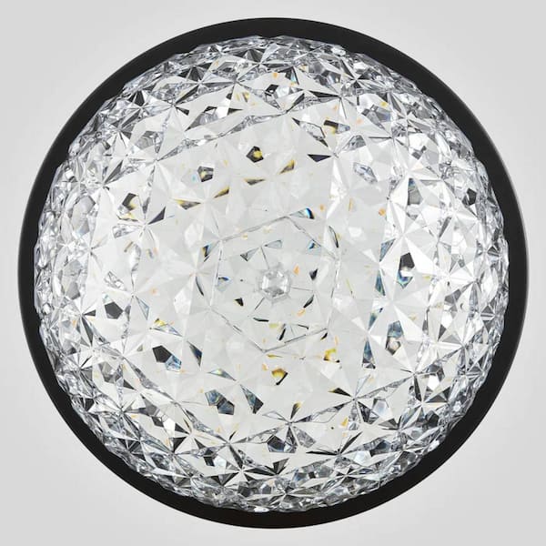 Lightania 12 in. 15-Watt Luxry Modern Oil Rubbed Bronze Base Integrated LED Flush Mount with Crystal Acrylic Shade