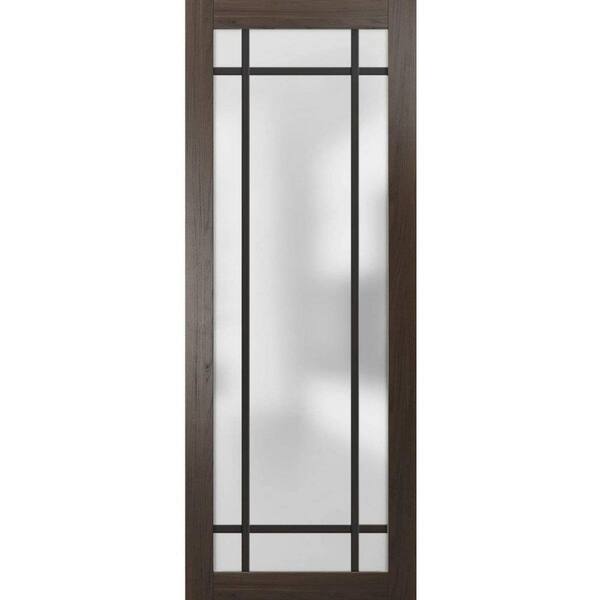 32 in. x 80 in. Solid Wood Frosted Glass Chocolate Ash Interior Door Slab