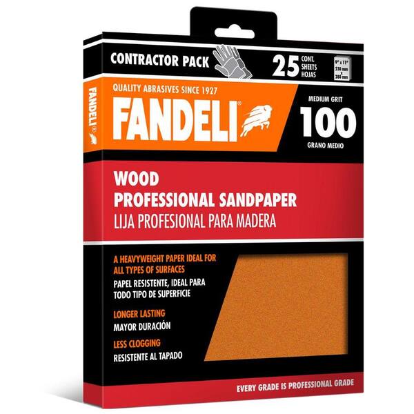 Fandeli 9 in. x 11 in. 100 Grit Medium Aluminum Oxide Sandpaper