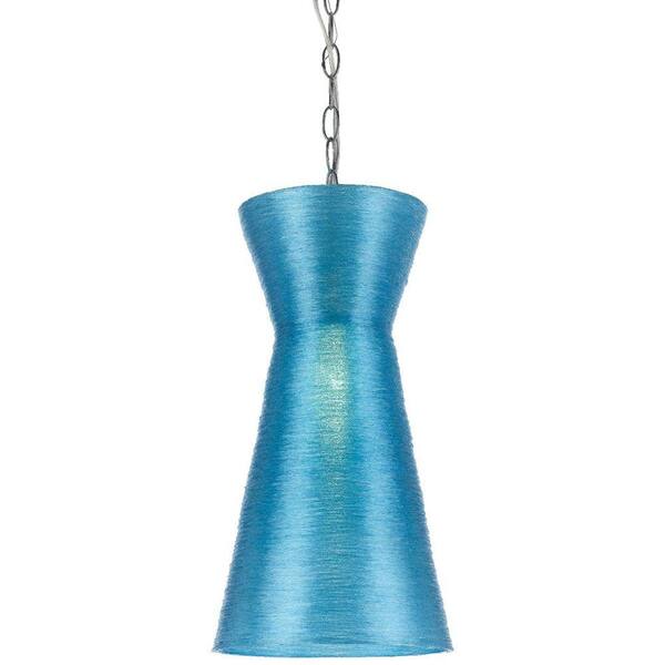 AF Lighting Aimee 1-Light Blue Mini Recycled Woven Plastic Pendant