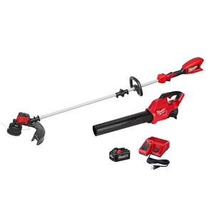 M18 18V Lithium-Ion Brushless Cordless String Trimmer, 6.0 Ah Battery, Charger and M18 FUEL Blower Combo Kit
