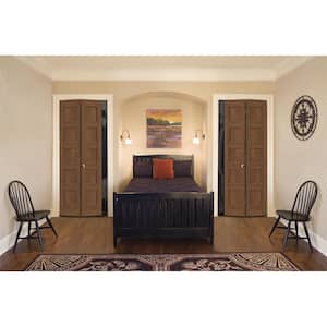 36 in. x 80 in. Conmore Hazelnut Stain Smooth Hollow Core Molded Composite Interior Closet Bi-Fold Door