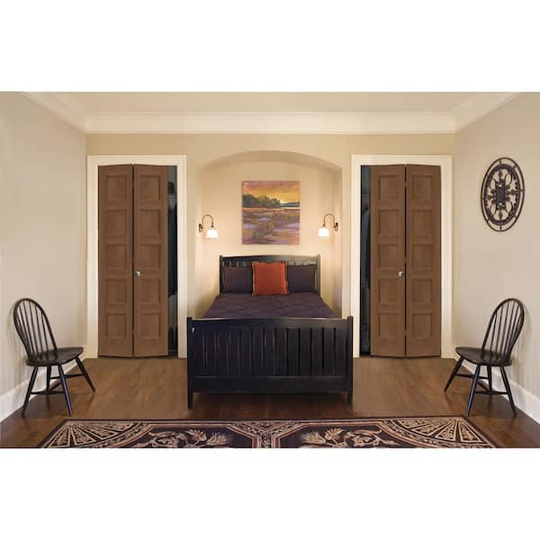 36 in. x 80 in. Conmore Hazelnut Stain Smooth Hollow Core Molded Composite Interior Closet Bi-Fold Door