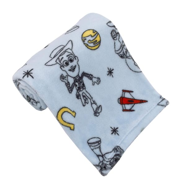 Disney Toy Story 4 Super Soft Blue, Yellow, Red Buzz Lightyear Woody Star Rocket Horse Shoe French Fiber Polyester Baby Blanket