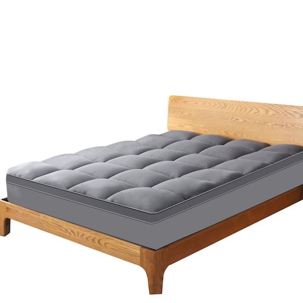 Valthie Gray Extra Thick Mattress Pad Cover Back 8-25" Elastic Deep Pocket Down Alternative Queen Mattress Topper