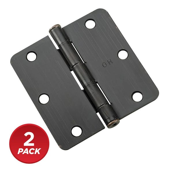 3 in. x 3 in. Oil-Rubbed Bronze Full Mortise Butt Hinge with Removable Pin (2-Pack)