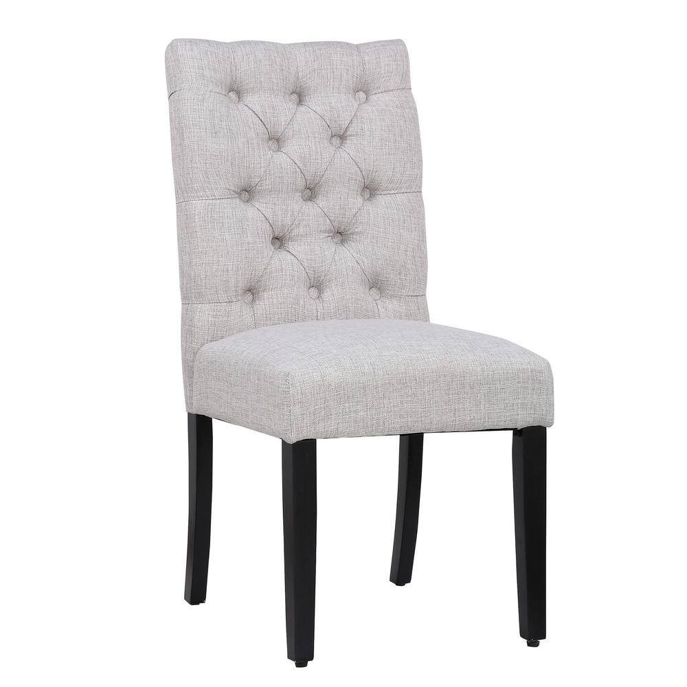 Light Gray Linen Button Tufted Parsons Side Chair