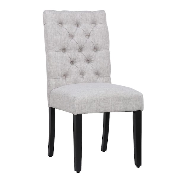 WESTINFURNITURE NINA Button Tufted Back Light Gray Upholstered Dining Side Chair