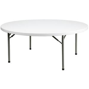 71 in. Granite White Plastic Tabletop Metal Frame Folding Table