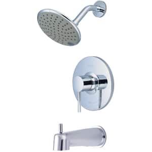 Motegi 1-Handle Wall Mount Tub and Shower Faucet Trim Kit with Rain Showerhead in Polished Chrome (Valve not Included)