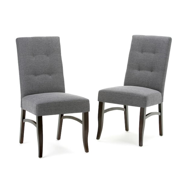 Simpli Home Ezra Contemporary Deluxe Dining Chair (Set of 2) in Slate Grey Linen Look Fabric