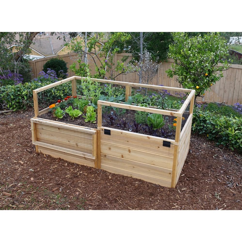6 ft x 3 ft Cedar Raised Garden Bed with Wire Mesh