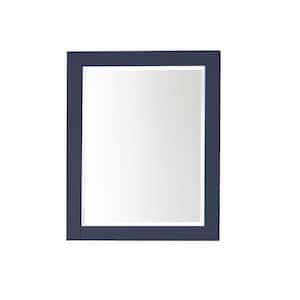 24 in. W x 30.00 in. H Framed Rectangular Beveled Edge Bathroom Vanity Mirror in Navy Blue