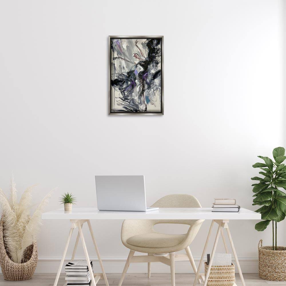 Abstract Elegance Dancer by Lucille Lee Gray Floater Frame People Graphic Art Print 25 in. x 17 in. price history on PriceWatchPro