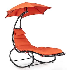 6 ft. Free Standing Hammock Chair With Shade Canopy and Built-In Pillow in Orange