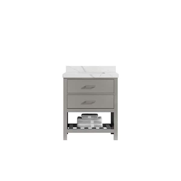 Willow Collections Parker 30 in. W x 22 in. D x 36 in. H Bath Vanity in Elephant Gray with 2 in. Calacatta Quartz Top