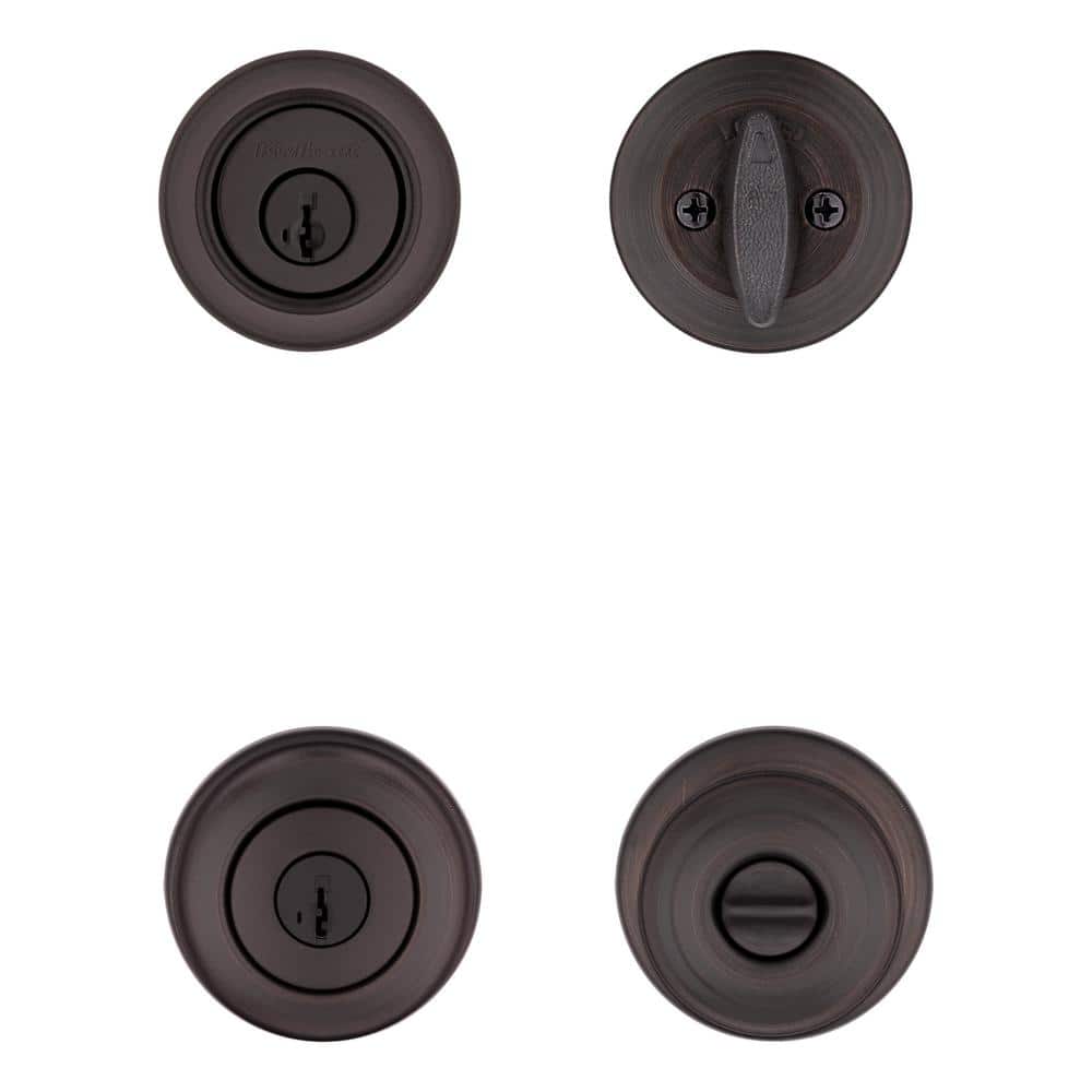 Venetian Bronze Single Cylinder Deadbolt and Entry Door Knob