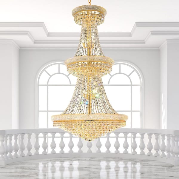 Empire 38 Light Down Chandelier With Gold Finish