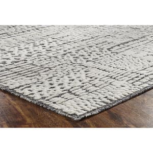 Ivory 8 ft. x 10 ft. Area Rug Hand Knotted Wool Transitional High-Low Rug