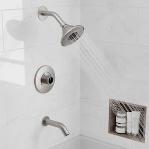 5 in. Single Handle 1 -Spray Tub and Shower Faucet 2.5 GPM with LCD Display in Brushed Nickel(Valve Included)