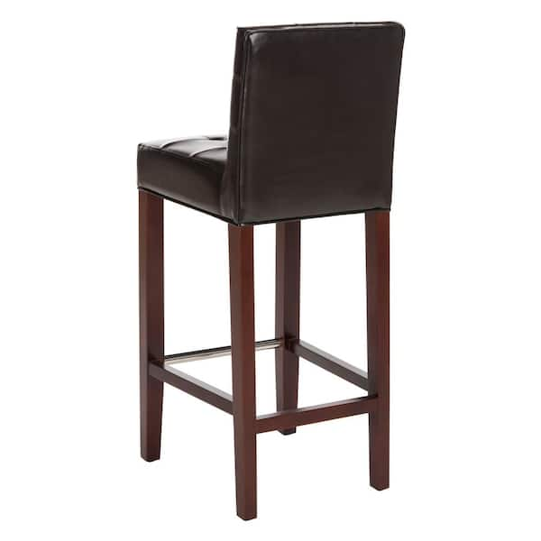 SAFAVIEH Thompson 30 in. Dark Brown Cushioned Bar Stool MCR4505B