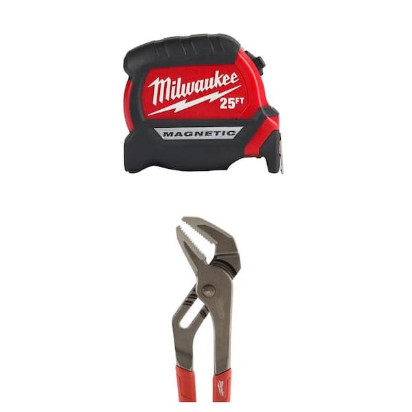 25 ft. x 1-1/16 in. Magnetic Tape Measure with 15 ft. Reach and 6 in. and 10 in. Pliers Set (2-Piece)