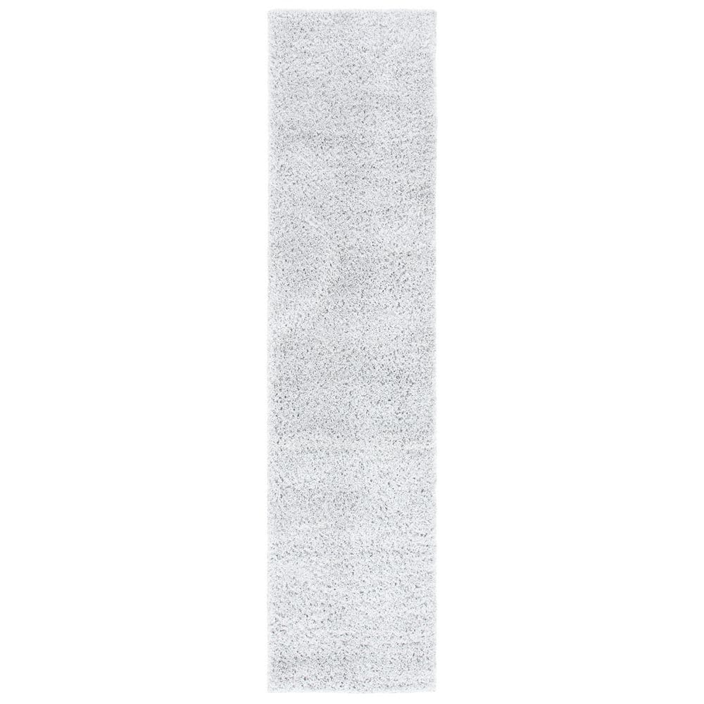 SAFAVIEH August Shag 2 ft. x 8 ft. Light Gray Solid Color Runner Rug ...