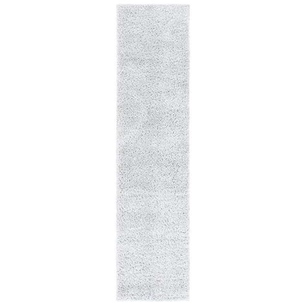 August Shag 2 ft. x 8 ft. Light Gray Solid Color Runner Rug