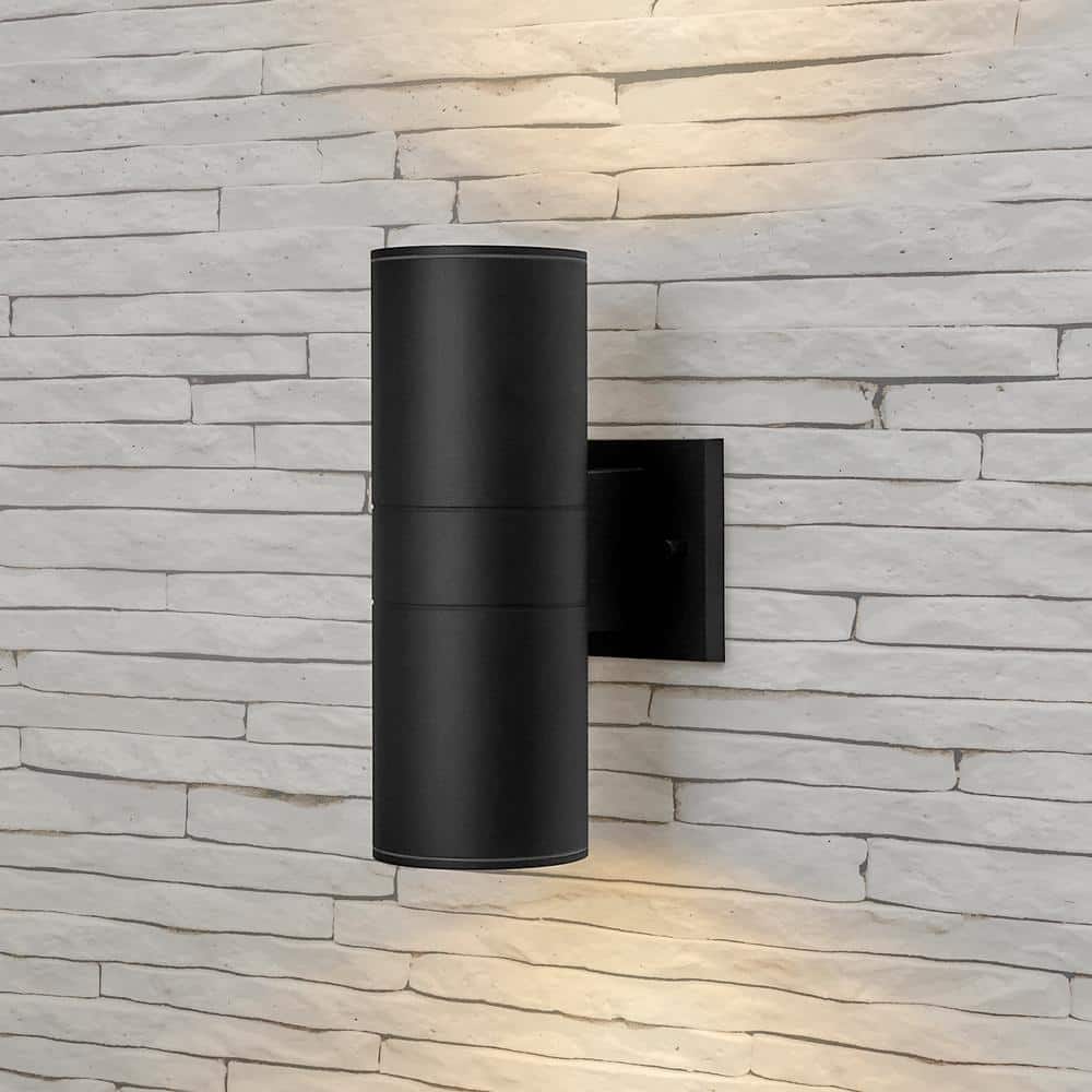 Elegant Black Aluminum LED Outdoor Wall Sconce, 24W Warm White Light