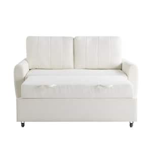 Giles 66.5 in. Ivory Polyester Full Size Sofa Bed