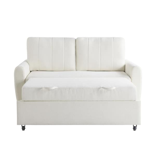 Serta Giles 66.5 in. Ivory Polyester Full Size Sofa Bed