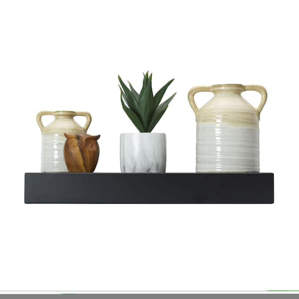 Mikasa 10-in. W x 24-in. D l x 3-in h Black MDF/Wood Chunky Pole Mount Decorative Wall Shelf without Brackets