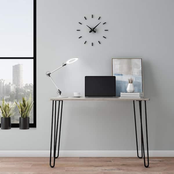 17 in. Metal Silver Swing Arm Architect LED Desk Lamp with Ring Light