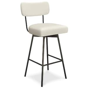 Giselle 28.94 in. Natural Contemporary Modern Swivel Polyester Linen Metal Bar Stool (Set of 2)