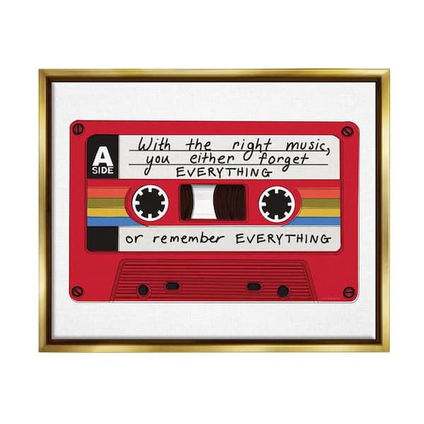 The Stupell Home Decor Collection With The Right Music Vintage Cassette Design by Kamdon Kreations Floater Framed Typography Art Print 21 in. x 17 in.