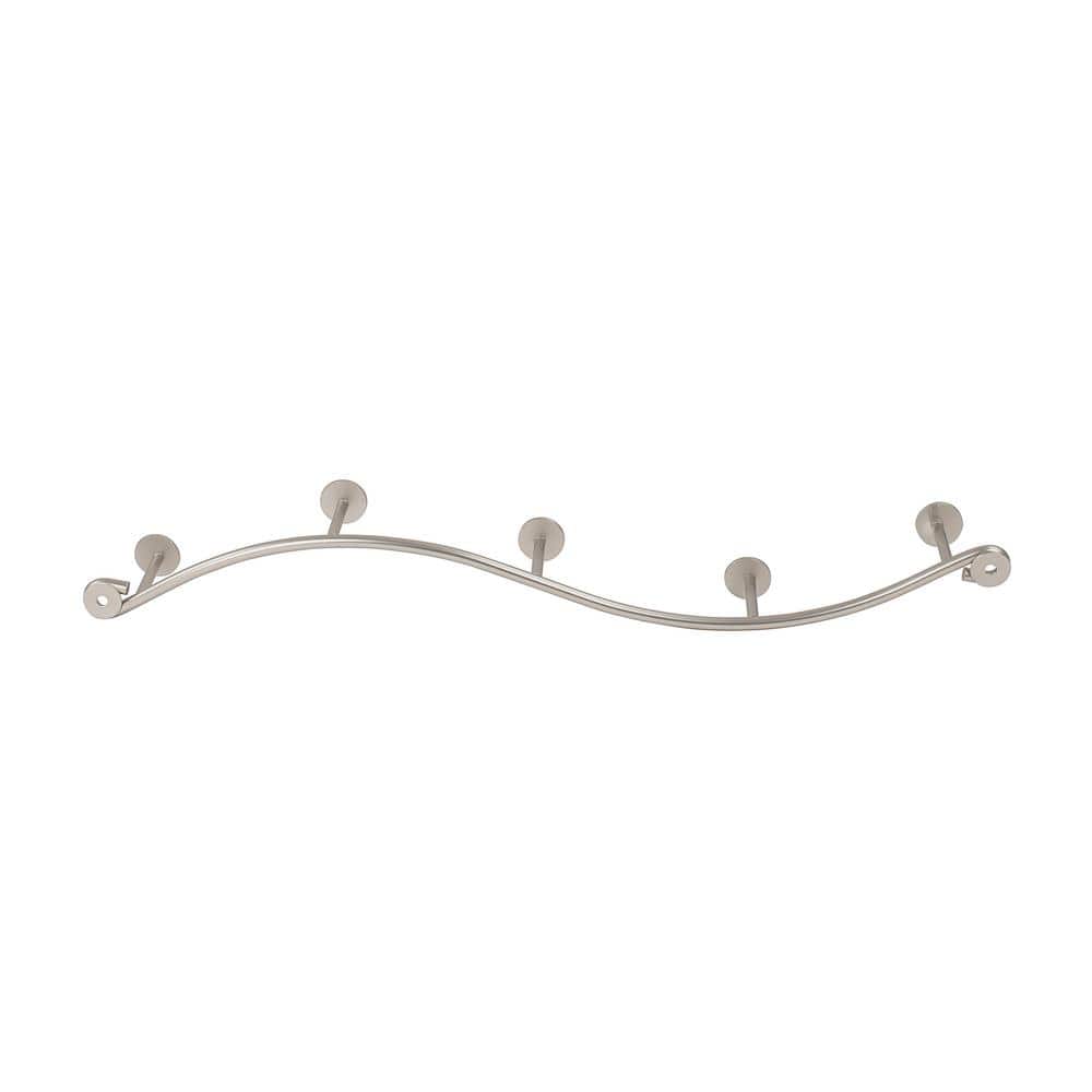 Satin Nickel Wall Mount 5-Hook Steel Rack with Shelf