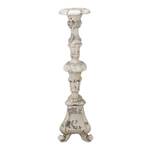 24.5 in. Magnesia Distressed White Candle Holder
