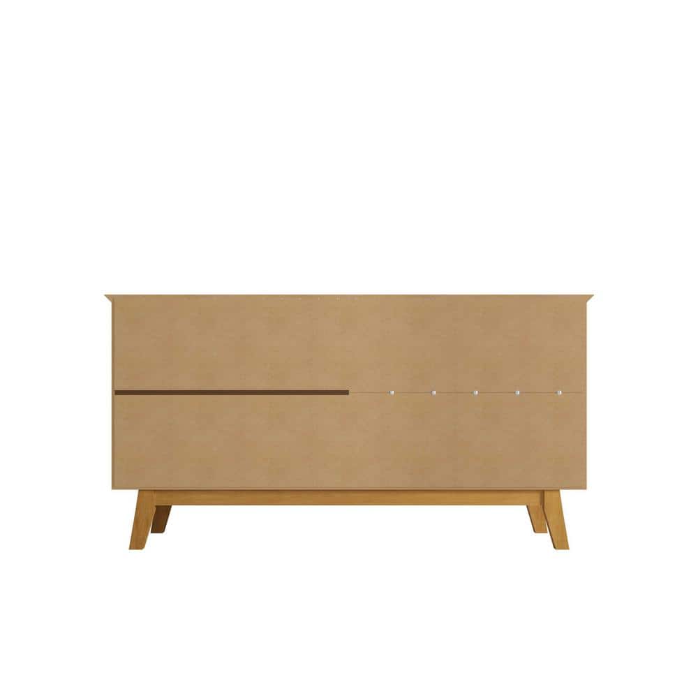 63" White Solid Wood Mid-Century Modern Sideboard