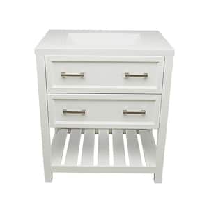 Tremblant 31 in. W x 22 in. D x 36 in. H Bath Vanity in White with White Cultured Marble Top