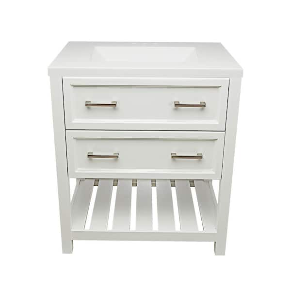 Ella Tremblant 31 in. W x 22 in. D x 36 in. H Bath Vanity in White with White Cultured Marble Top