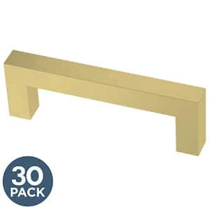 Simple Modern Square 3 in. (76 mm) Center-to-Center Satin Gold Cabinet Drawer Bar Pull (30-Pack )