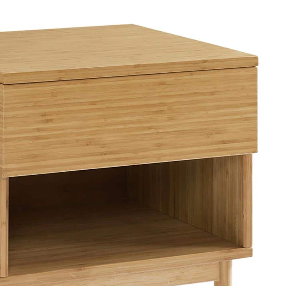 Caramelized Bamboo 1-Drawer Nightstand with Open Shelf